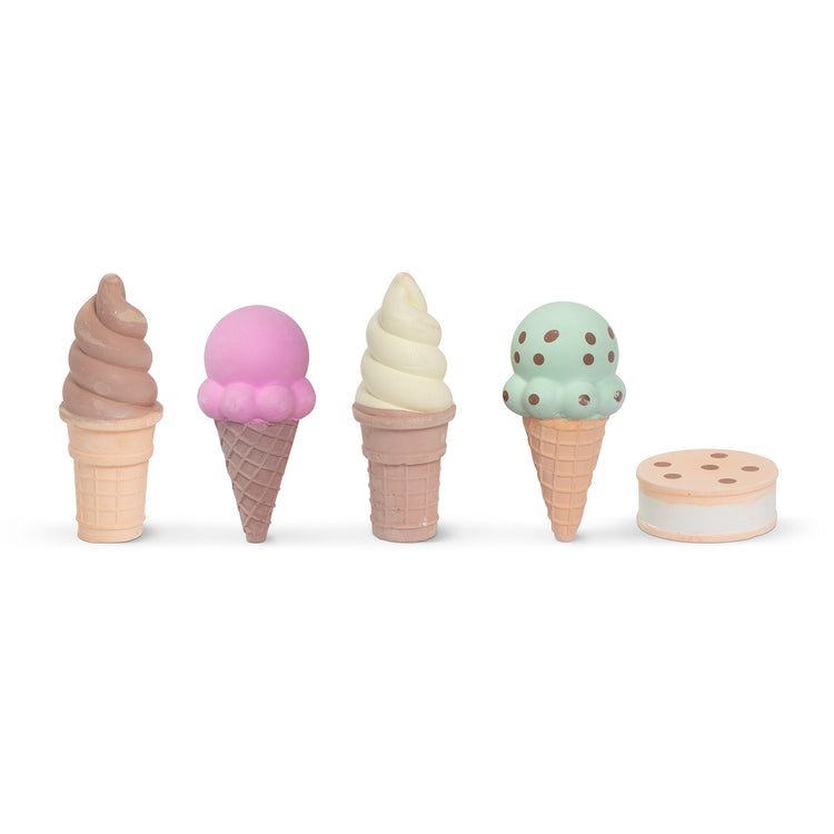 The loose pieces of The Melissa & Doug Ice Cream & Cake Chalk Set