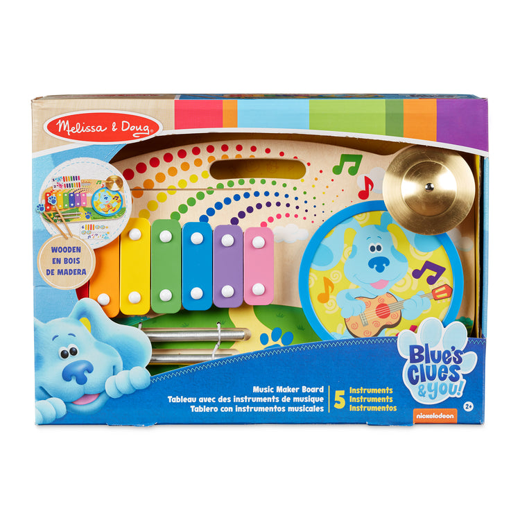 The front of the box for The Melissa & Doug Blue's Clues & You! Wooden Music Maker Board (5 Instruments)