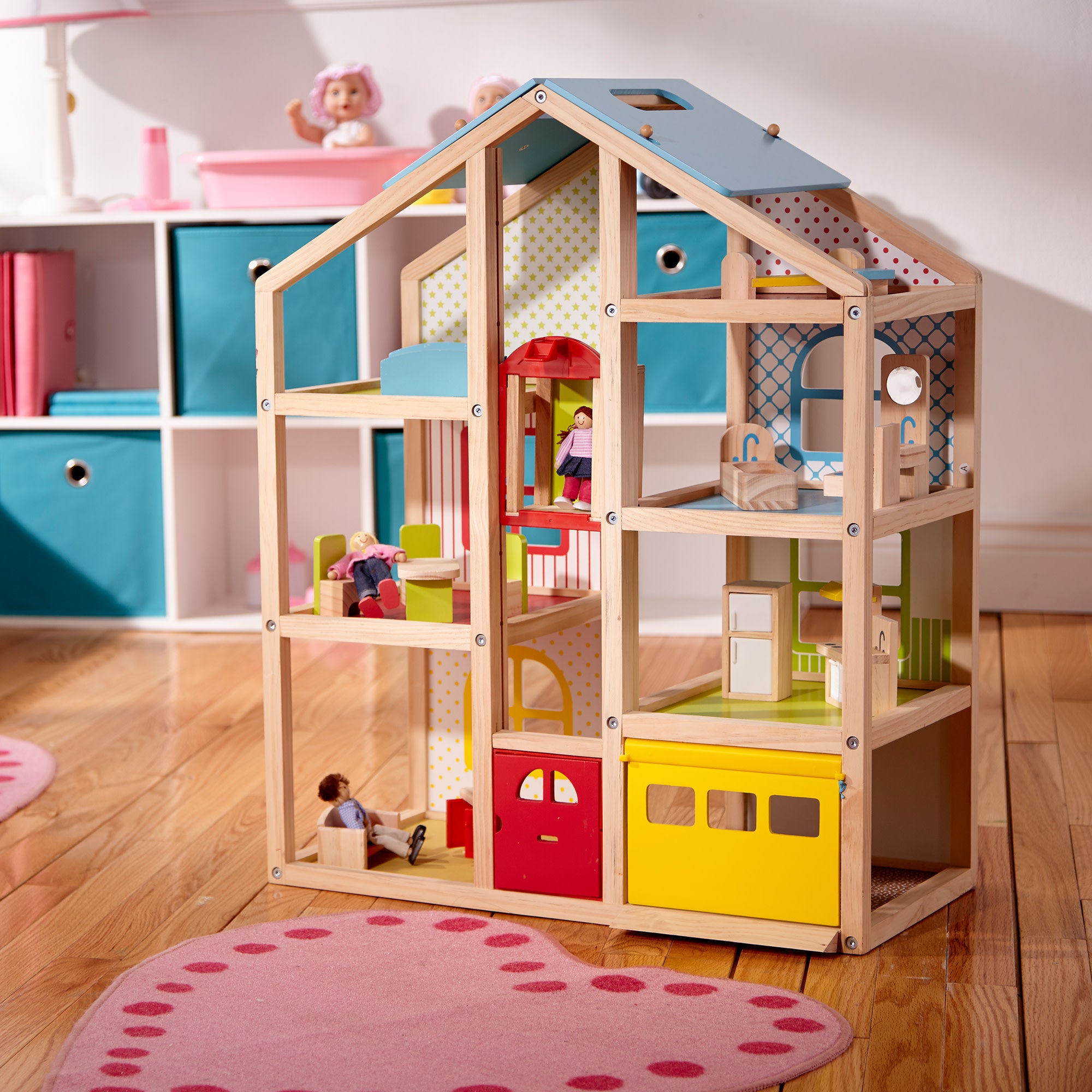 Hi Rise Wooden Dollhouse and Furniture Set Melissa Doug