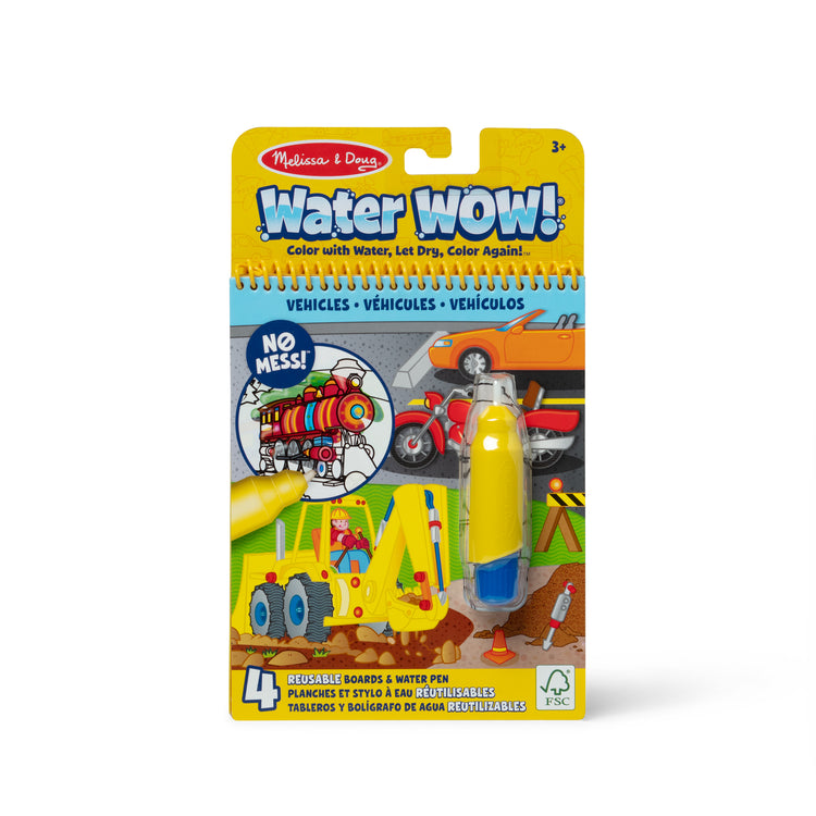 The front of the box for The Melissa & Doug On the Go Water Wow! Reusable Water-Reveal Activity Pad - Vehicles