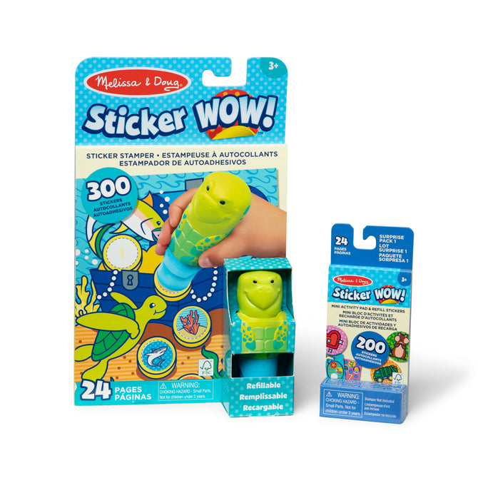 Sticker WOW!? Sea Turtle Bundle: Activity Pad & Sticker Stamper + Mini Activity Pad and 200 Refill Stickers