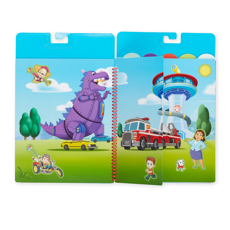 An assembled or decorated The Melissa & Doug PAW Patrol Restickable Stickers Flip-Flap Pad - Ultimate Rescue (130 Reusable Stickers)