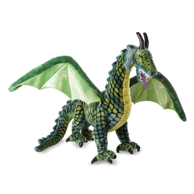 The loose pieces of The Melissa & Doug Lifelike Plush Giant Winged Dragon Stuffed Animal (36 x 40.5 x 16 in)