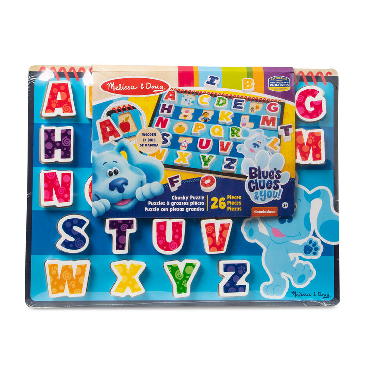 The front of the box for The Melissa & Doug Blue's Clues & You! Wooden Chunky Puzzle - Alphabet (26 Pieces)