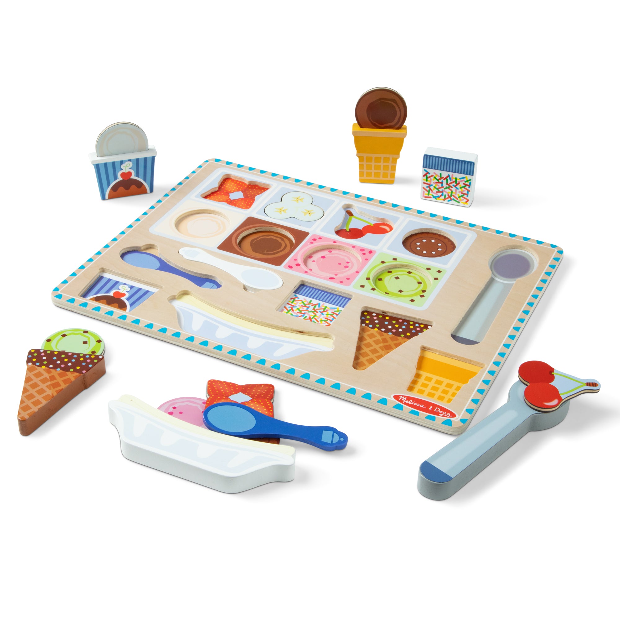 Wooden magnetic ice store cream set