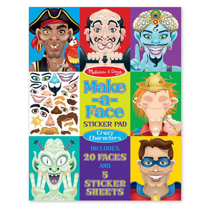 Make-a-Face Sticker Pad - Crazy Characters