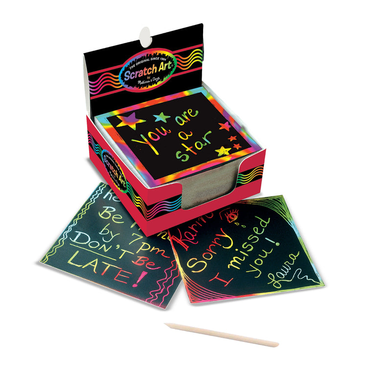 Rainbow Scratch Off Notes with 2 Wood Styluses Sticks (3.5 in, 300 Sheets)