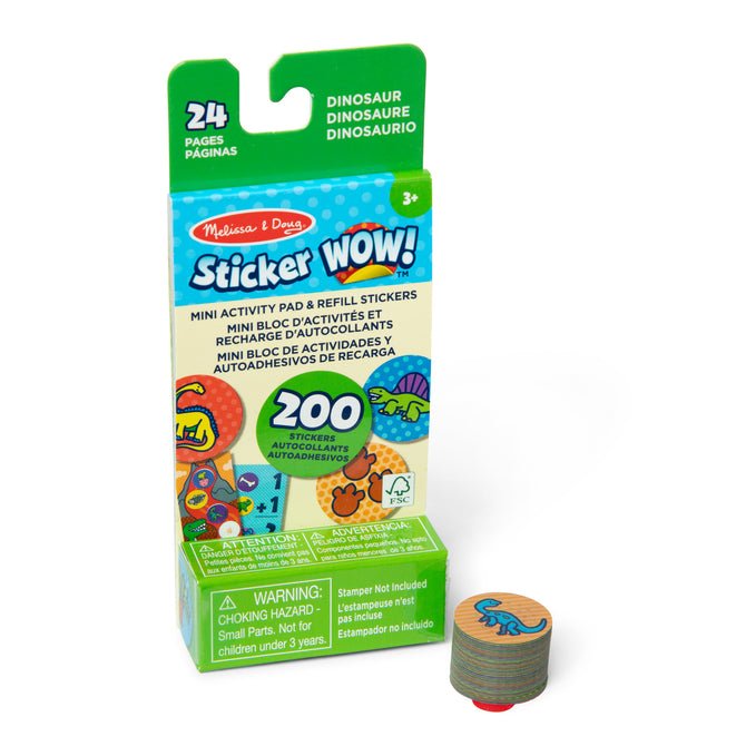 Sticker WOW!? Mini Activity Pad & Refill Stickers - Dinosaur (200+ Stickers, Stamper Not Included)