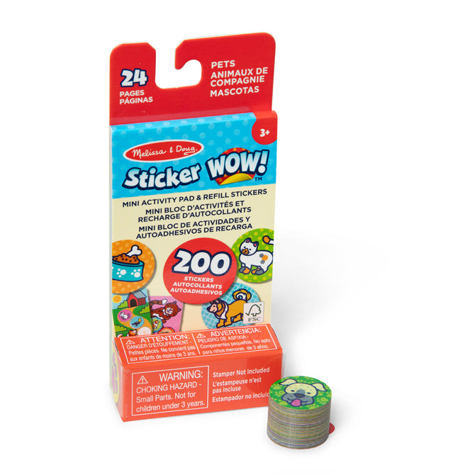 Sticker WOW!? Mini Activity Pad & Refill Stickers - Pets (200+ Stickers, Stamper Not Included)