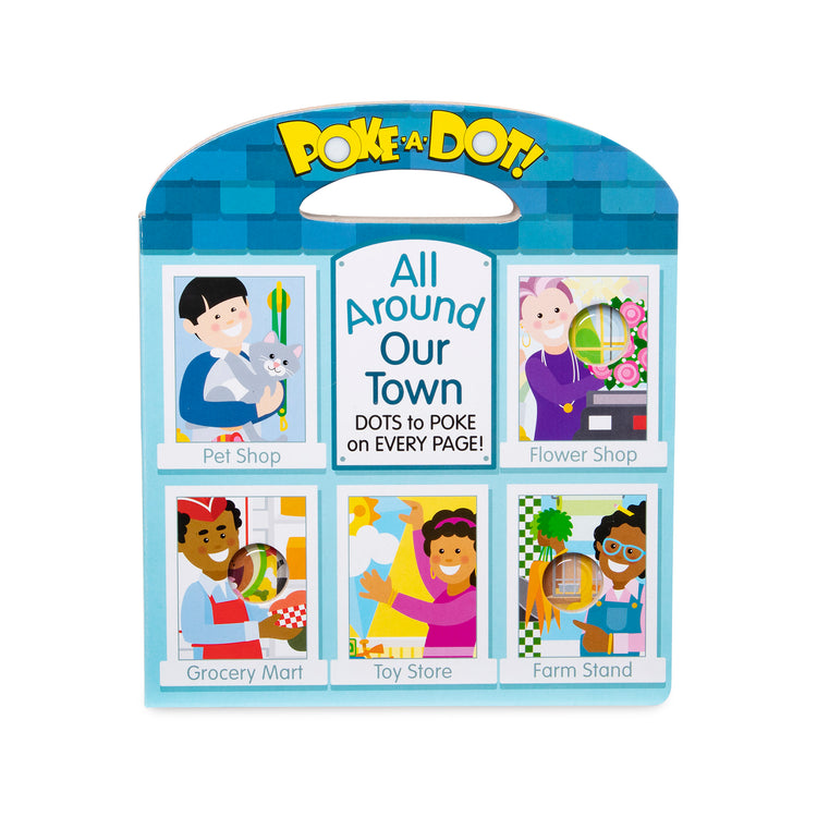 The loose pieces of The Melissa & Doug Children’s Book – Poke-a-Dot: All Around Our Town