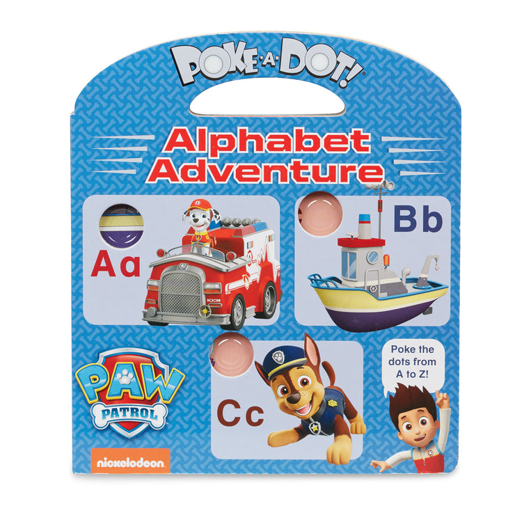 An assembled or decorated image of The Melissa & Doug PAW Patrol Children's Book - Poke-A-Dot: Alphabet Adventure