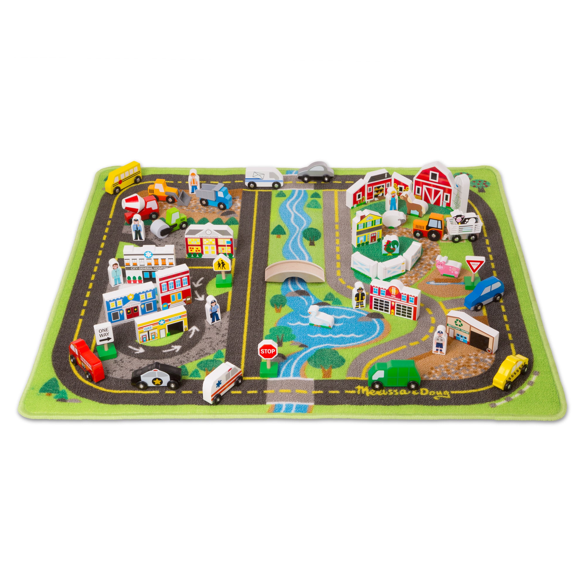 Roadway Play Set Multi Vehicle Activity Rug