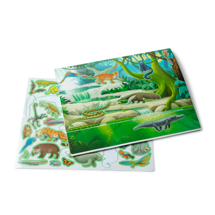 An assembled or decorated image of The Melissa & Doug Reusable Sticker Pad: Jungle and Savanna - 175+ Stickers, 5 Scenes