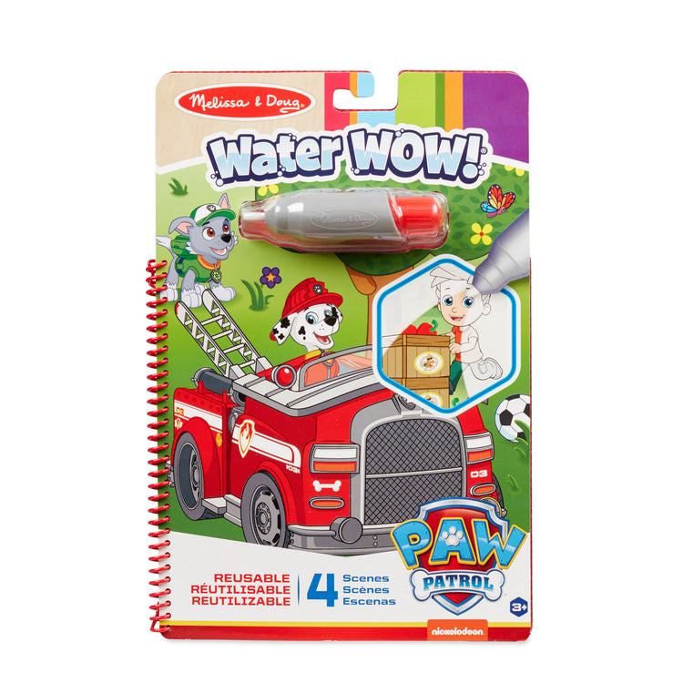 The front of the box for The Melissa & Doug PAW Patrol Water Wow! - Marshall Water Reveal Travel Activity Pad