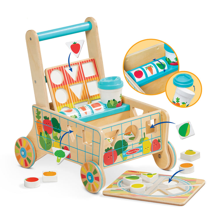  The Melissa & Doug Wooden Shape Sorting Grocery Cart Push Toy and Puzzles