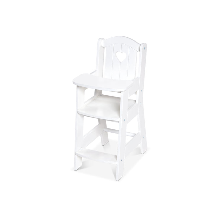 The loose pieces of The Melissa & Doug Mine to Love Wooden Play High Chair for Dolls, Stuffed Animals - White (18”H x 8”W x 11”D Assembled)