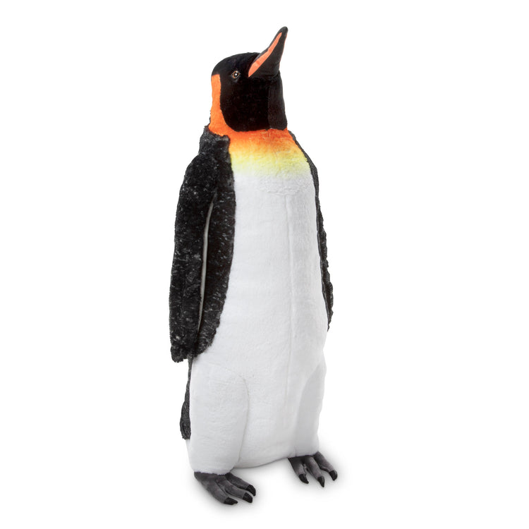 An assembled or decorated image of The Melissa & Doug Giant Lifelike Plush Emperor Penguin Standing Stuffed Animal (3.4 Feet Tall)