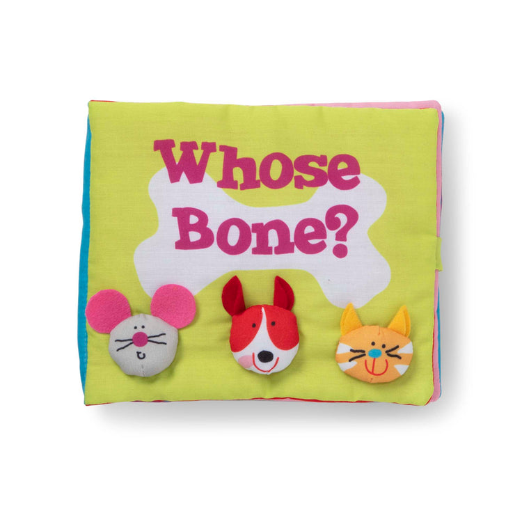 An assembled or decorated image of The Melissa & Doug K’s Kids Whose Bone? 8-Page Soft Activity Book for Babies and Toddlers