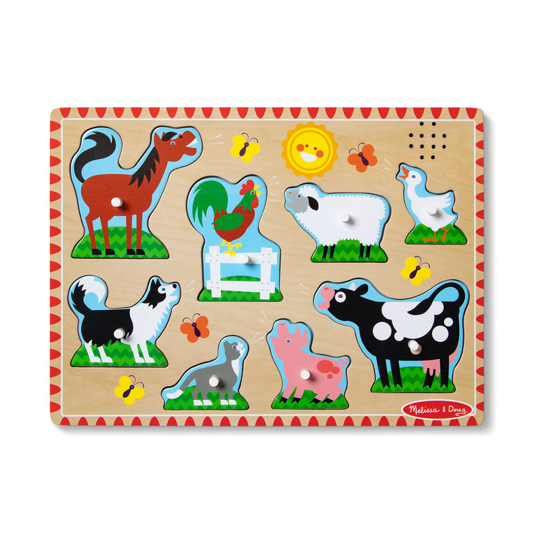  The Melissa & Doug Farm Animals Sound Puzzle - Wooden Peg Puzzle With Sound Effects (8 pcs)