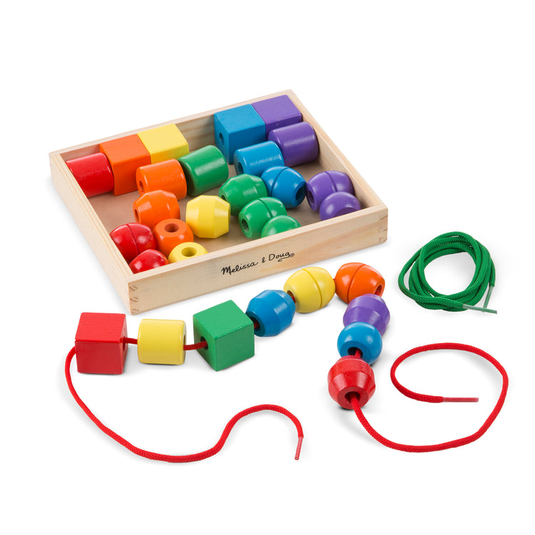  The Melissa & Doug Primary Lacing Beads - Educational Toy With 30 Wooden Beads and 2 Laces