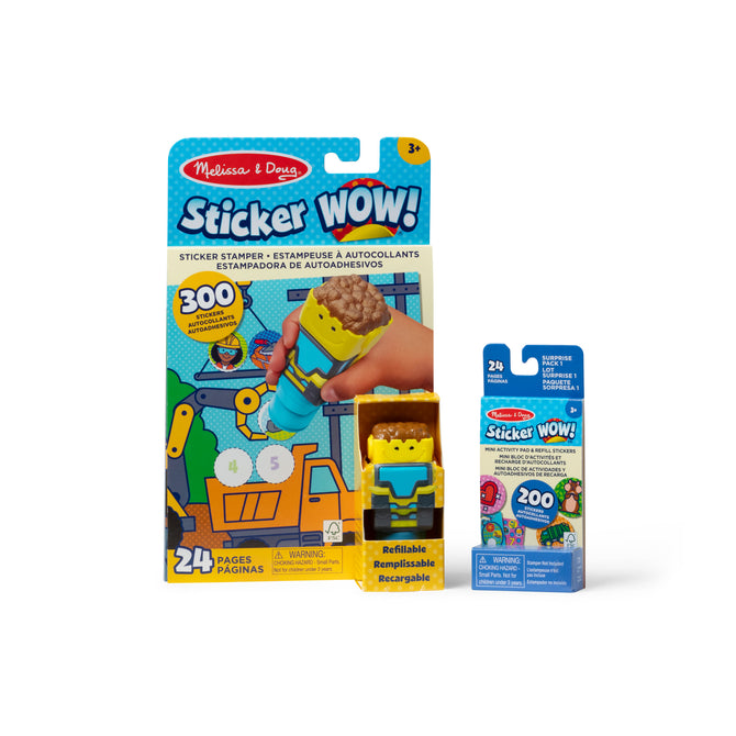 Sticker WOW!? Bulldozer Bundle: Activity Pad & Sticker Stamper + Mini Activity Pad and 200 Refill Stickers