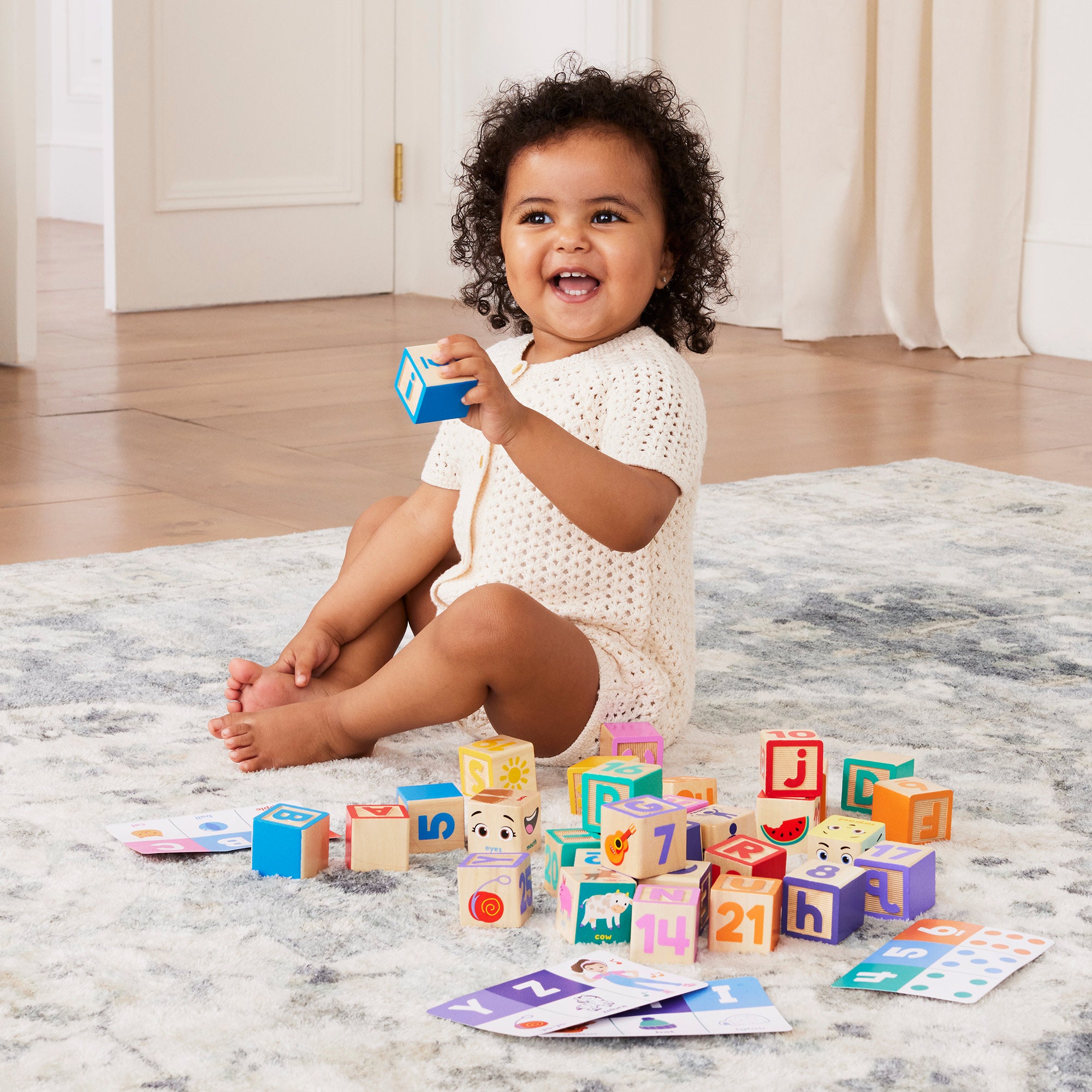Melissa Doug Ms. Rachel Wooden Learning Blocks 30 Building Blocks with Letters Numbers 14 Play Cards Toddler Toys for Boys and Girls 18M to 3