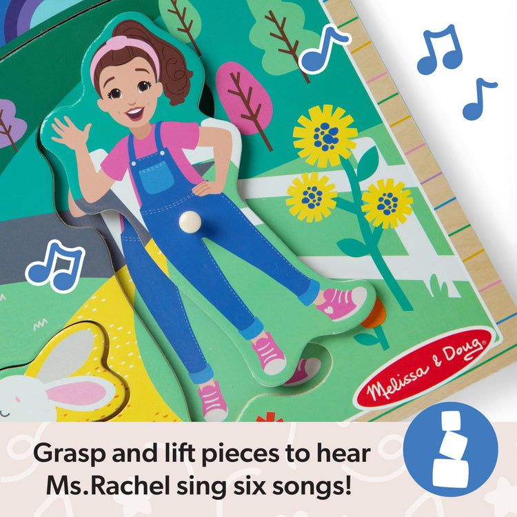  The Melissa & Doug® Ms. Rachel™ Wooden Song Peg Puzzle, 6-Piece with Full Songs, Toddler Toys for Boys and Girls Ages 2-5+ Years