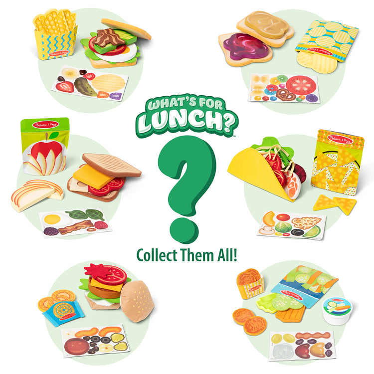 The loose pieces of The Melissa & Doug What’s for Lunch?™ Surprise Meal Play Food Set Series 2