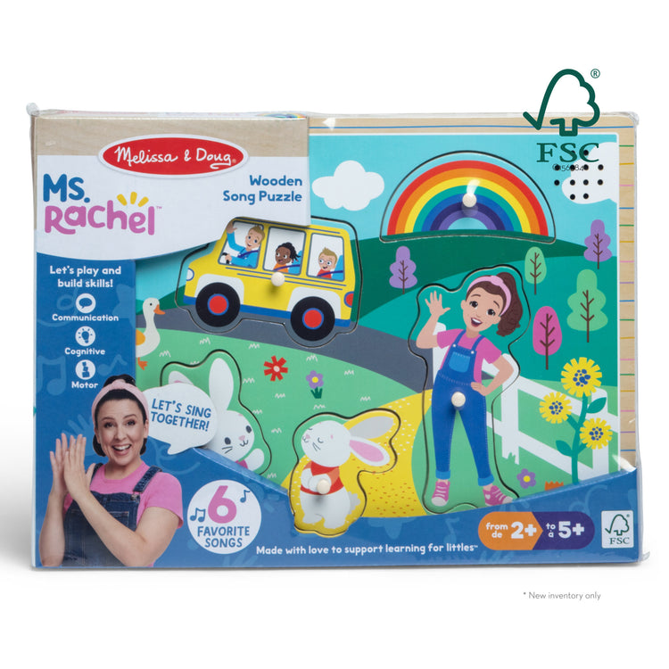  The Melissa & Doug® Ms. Rachel™ Wooden Song Peg Puzzle, 6-Piece with Full Songs, Toddler Toys for Boys and Girls Ages 2-5+ Years