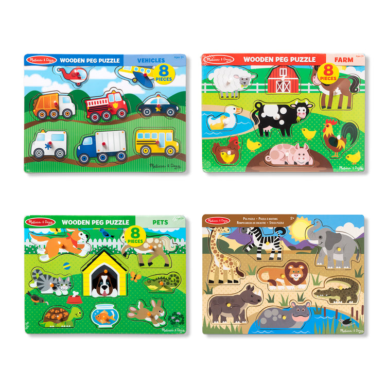 Melissa & Doug Wooden Chunky Puzzles Set - Farm and Pets - Wooden Puzzles  for Toddlers, Animal Puzzles For Kids Ages 2+