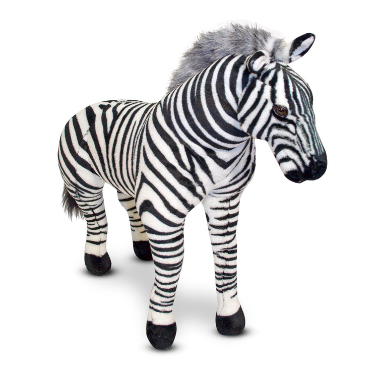 An assembled or decorated The Melissa & Doug Giant Striped Zebra - Lifelike Stuffed Animal (nearly 3 feet tall)