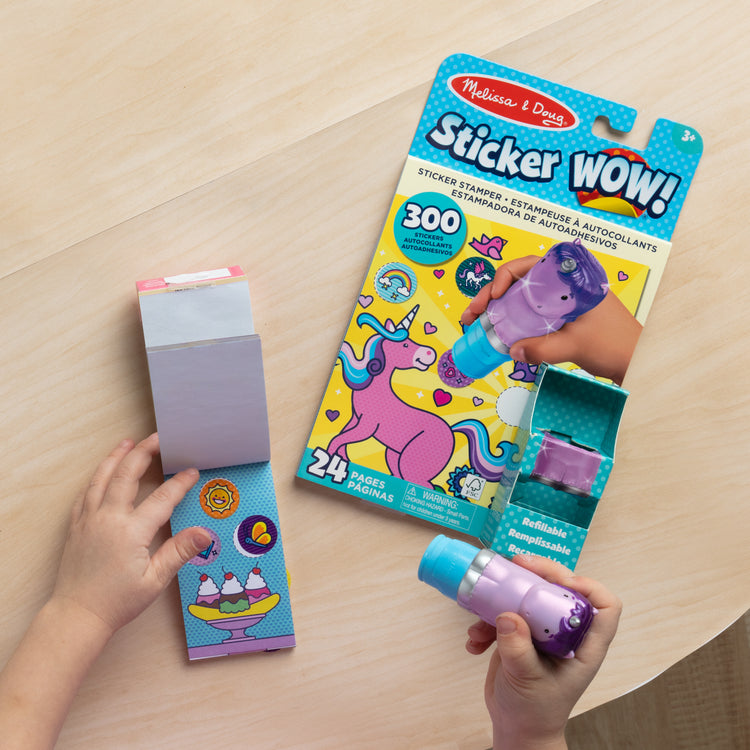 Sticker WOW!™ Purple Unicorn Bundle: Activity Pad & Sticker Stamper + Mini Activity Pad and 200 Refill Stickers