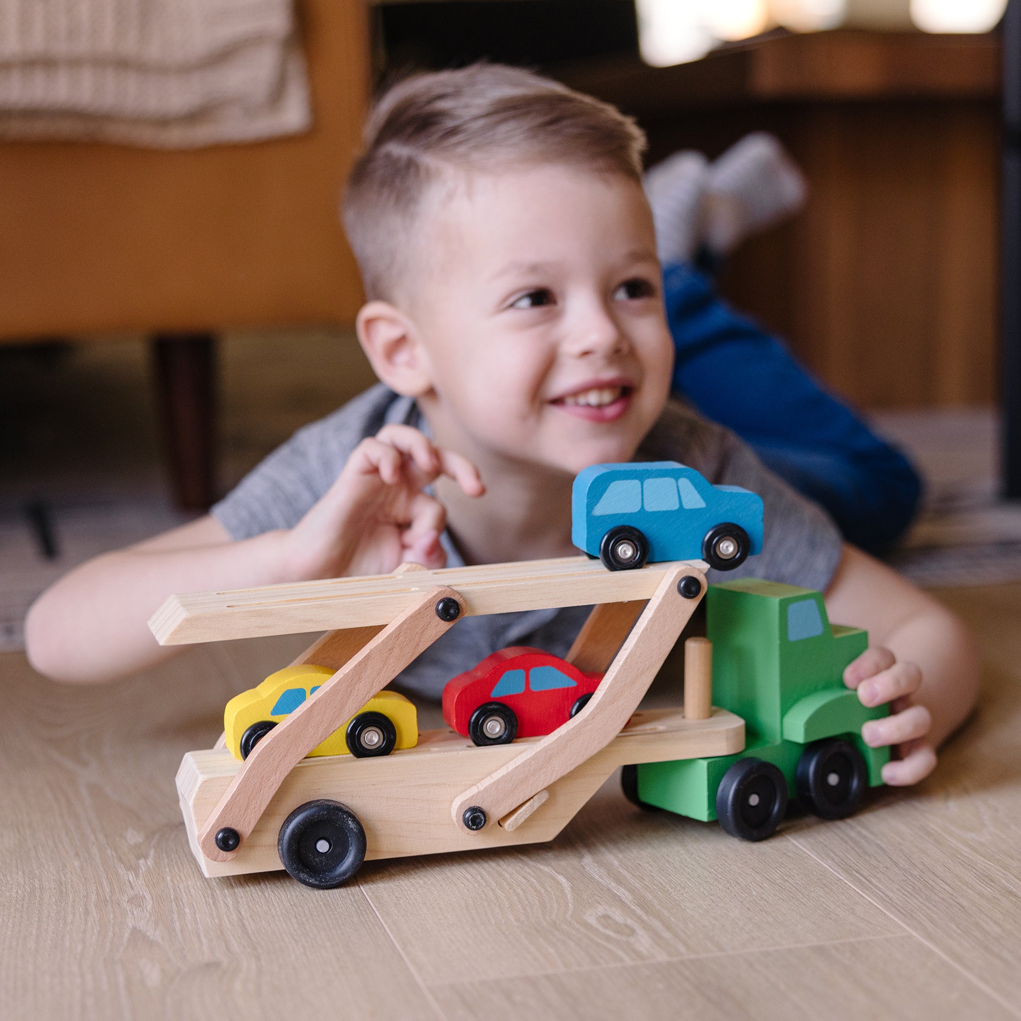 Melissa and doug semi truck car carrier on sale