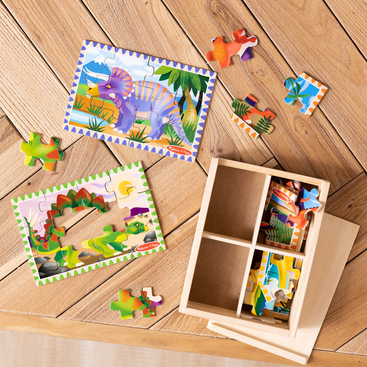 Melissa & Doug Construction Vehicles 4-in-1 Wooden Jigsaw Puzzles in a Box  (48 pcs) - FSC-Certified Materials