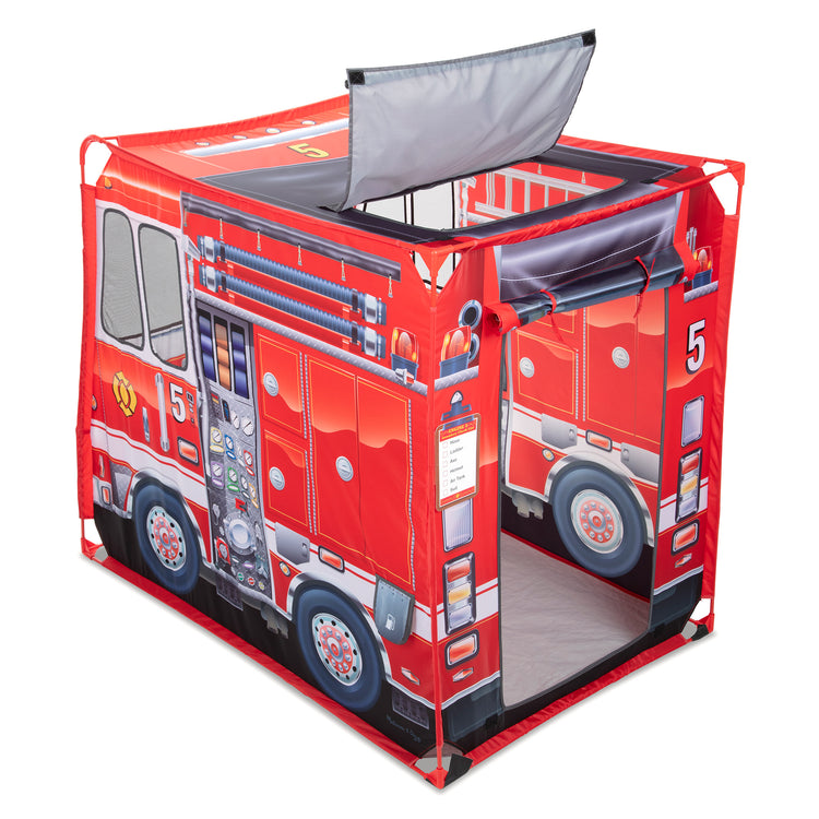 The loose pieces of The Melissa & Doug Fire Truck Play Tent