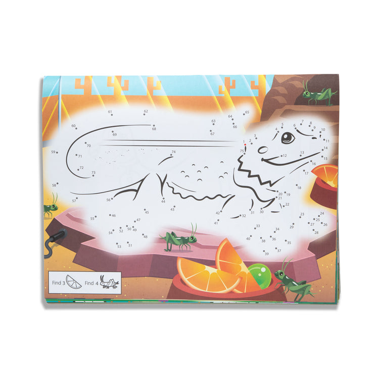 The loose pieces of The Melissa & Doug 123 Dot-to-Dot Pets Coloring Pad - Follow Numbers 1-100 and Seek and Find Activities; 40 11” x 14” Pages