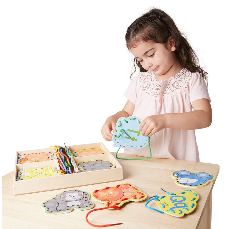  The Melissa & Doug Alphabet Wooden Lacing Cards With Double-Sided Panels and Matching Laces