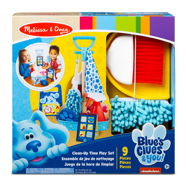 The front of the box for The Melissa & Doug Blue’s Clues & You! Clean-Up Time Play Set