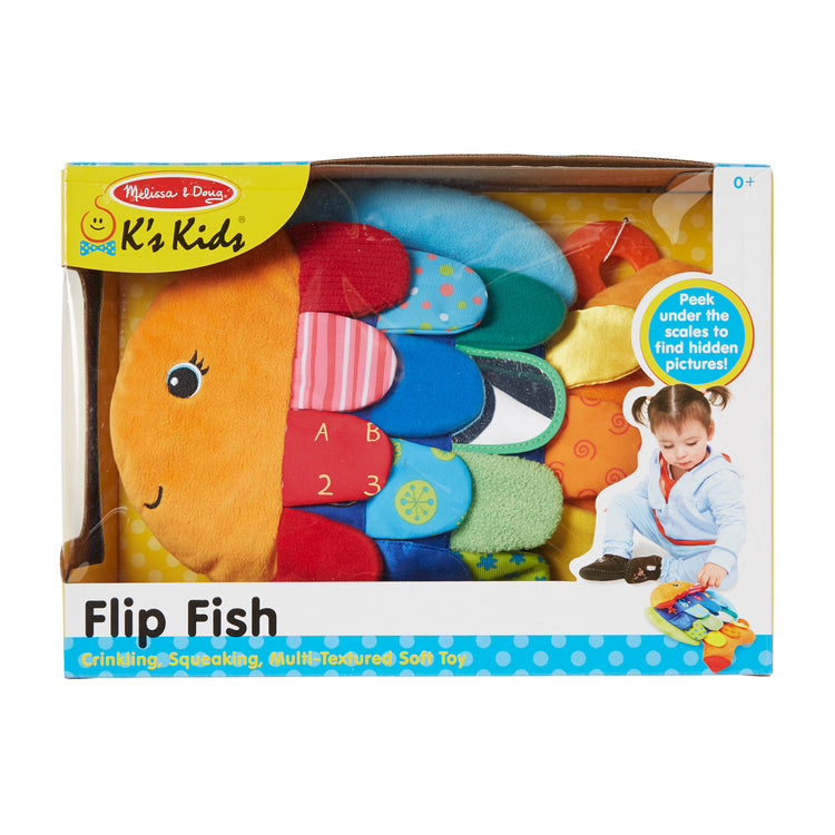 The front of the box for The Melissa & Doug Flip Fish Soft Baby Toy