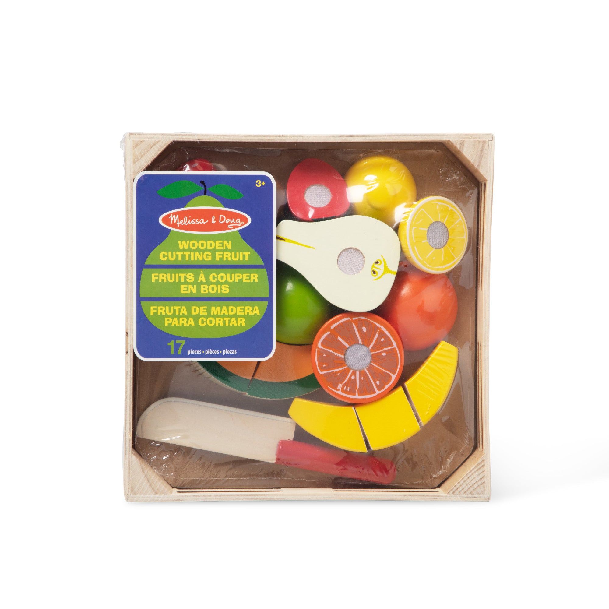 Wooden play food cutting fruit clearance set