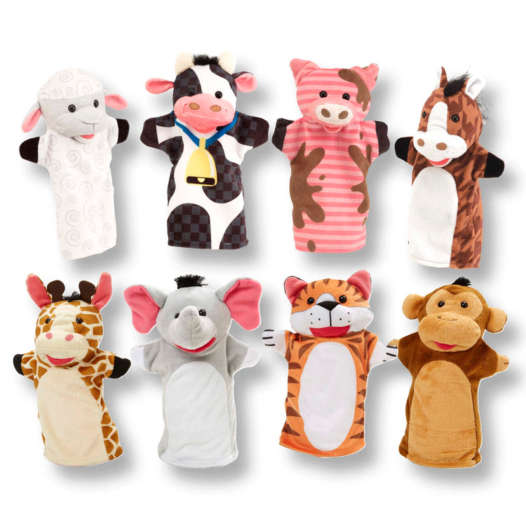  The Melissa & Doug Animal Hand Puppets 2-Pack (4 animals in each) - Zoo Friends and Farm Friends