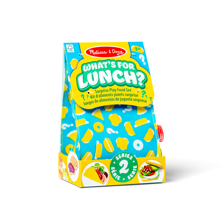 The front of the box for The Melissa & Doug What’s for Lunch?™ Surprise Meal Play Food Set Series 2