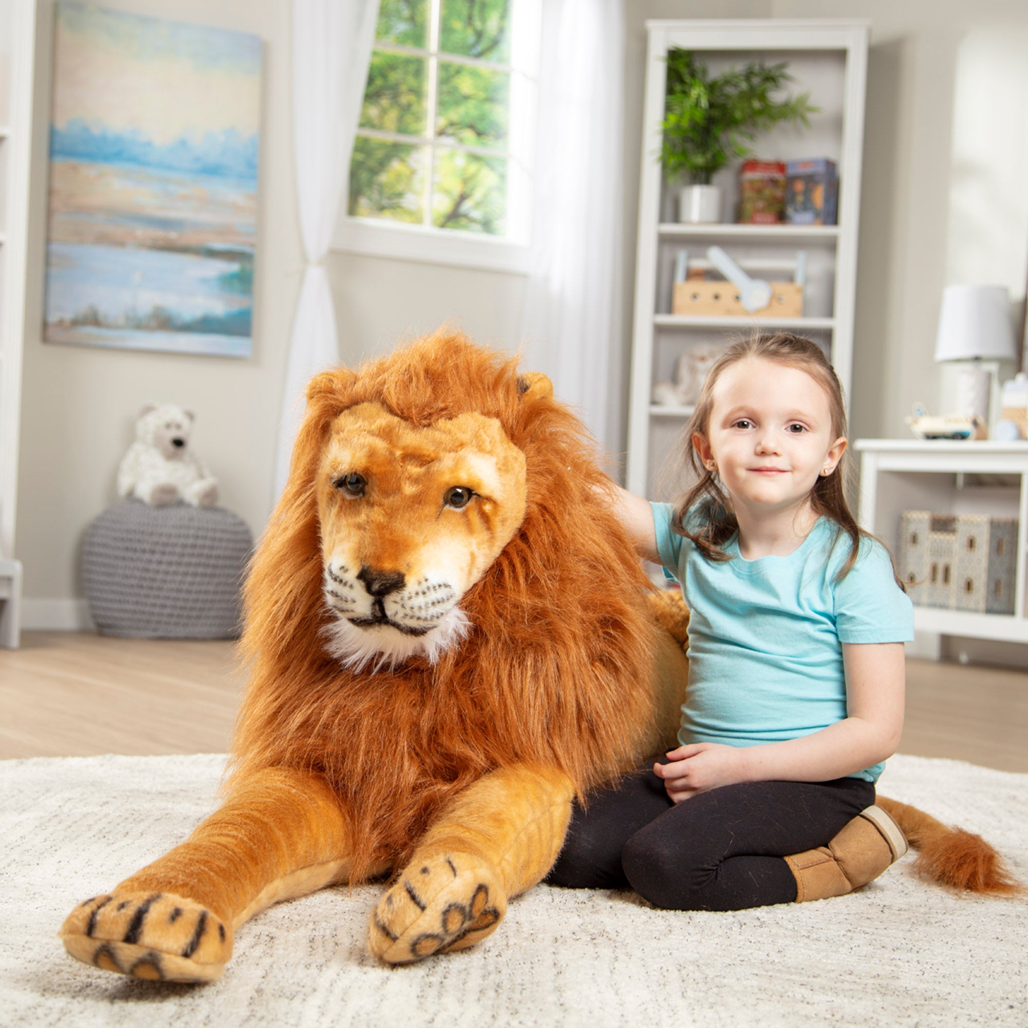 Giant stuffed store animal lion