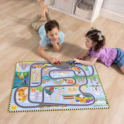 Race Around the World Tracks Floor Puzzle - 48 Pieces