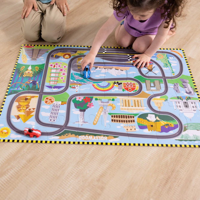 Race Around the World Tracks Floor Puzzle - 48 Pieces