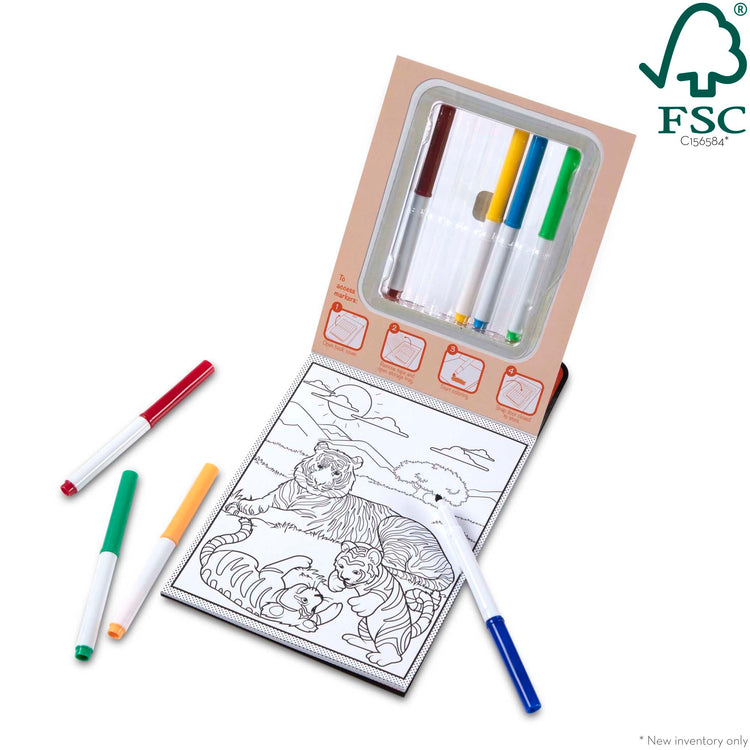 The loose pieces of The Magic-Pattern Kids’ Wild Animals Marker Coloring Pad On the Go Travel Activity