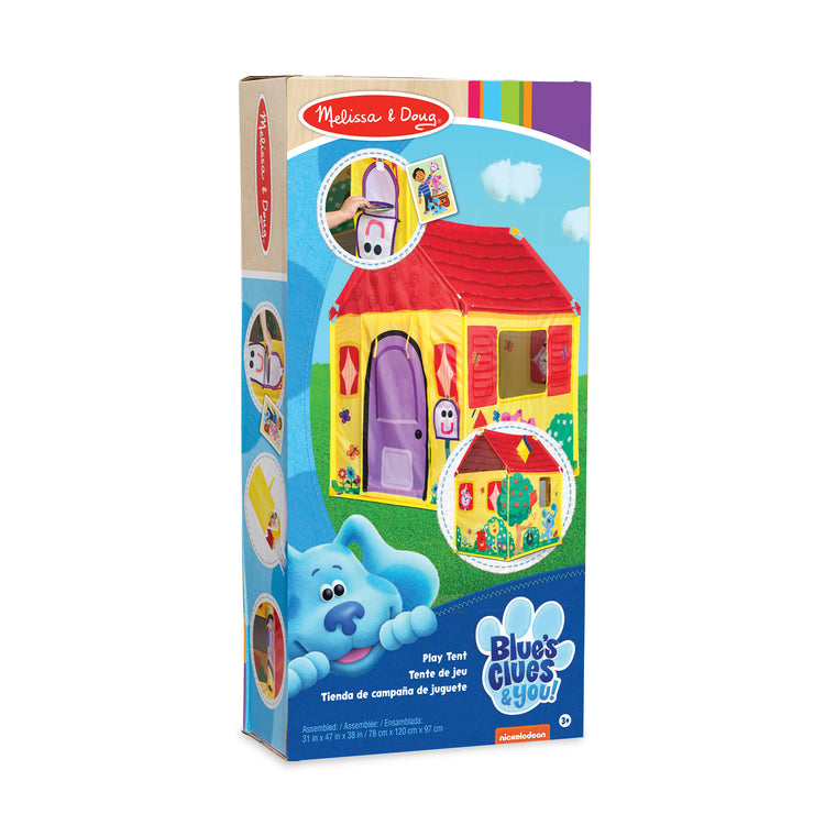 The front of the box for The Melissa & Doug Blue's Clues & You! Blue's House Play Tent