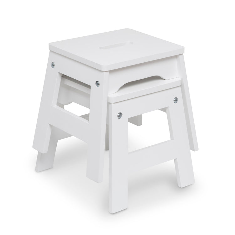  The Melissa & Doug Wooden Stools – Set of 2 Stackable, Portable 11-Inch-Tall Stools (White)