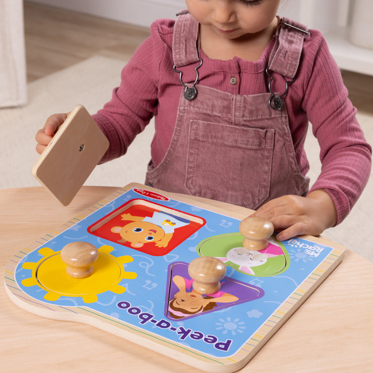 Ms. Rachel™ Wooden Peek-a-Boo Jumbo Peg Puzzle – 4 Pieces