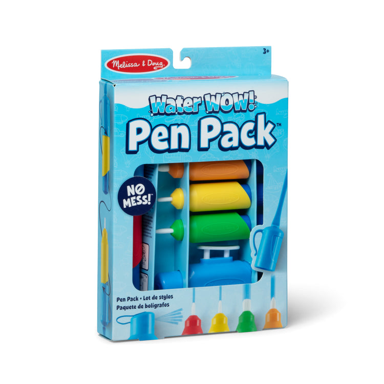 The front of the box for The Melissa & Doug Water WOW! Pen Pack - 4 Color-with-Water Pens, Sprayer, Tether Cap